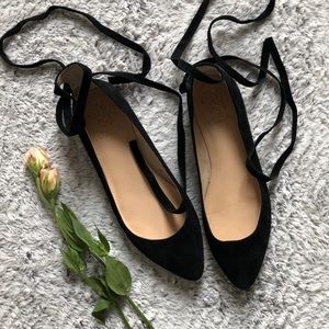 Vince Camuto Black Ballet Lace Up Flat